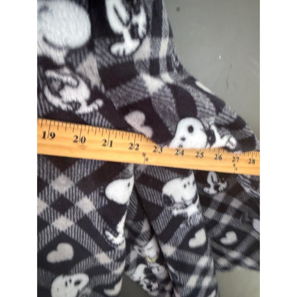 Munki Munki Peanuts Snoopy Fleece Pajama Set XL Black White Plaid Hearts Button - Picture 5 of 11